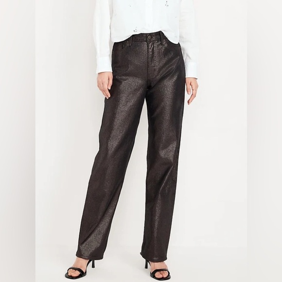 Old Navy Denim - NWT High-Waisted Shine OG Loose Jeans - black